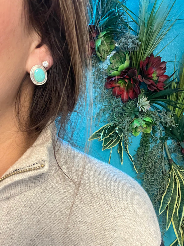 Silver Dime Turquoise Studs