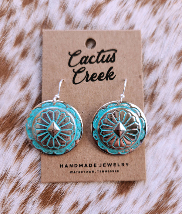 "Josephine" Antique Silver Western Concho Earrings