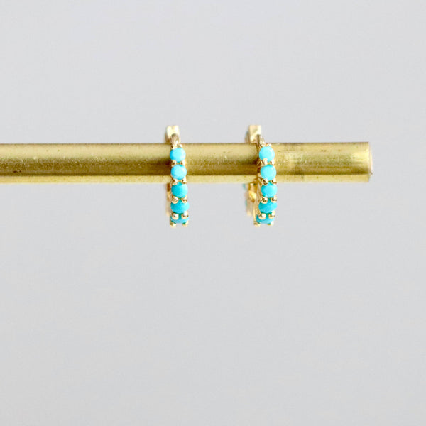 Turquoise Huggie Hoop Earrings - Hypoallergenic