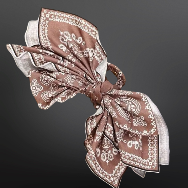 Western Paisley Claw Clip Hair Bow Bandana Print: Red