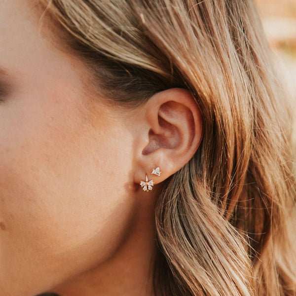 Lucy Diamond Bow Hoops: Gold