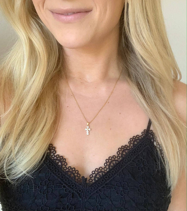 SALT - CRYSTAL CROSS NECKLACE | gold | diamond cross necklace