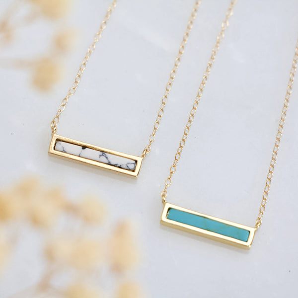 Mini Turquoise Bar Necklace: Turquoise