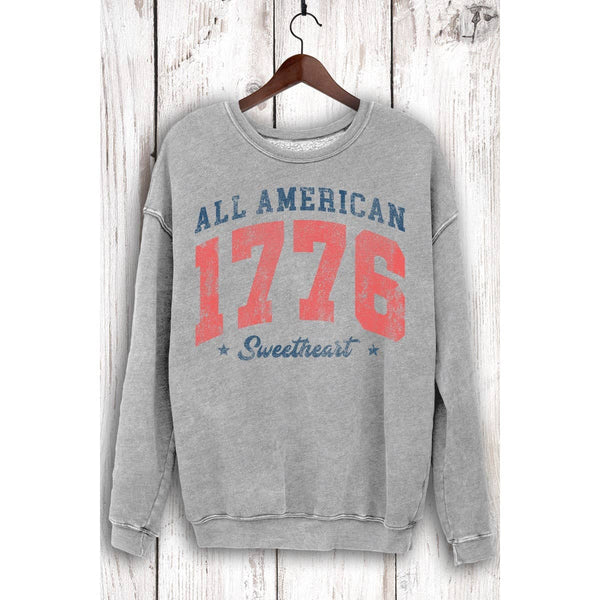 ALL AMERICAN 1776 SWEETHEART MINERAL SWEATSHIRTS: Mineral Navy / S-M-L-XL(1-2-2-1)