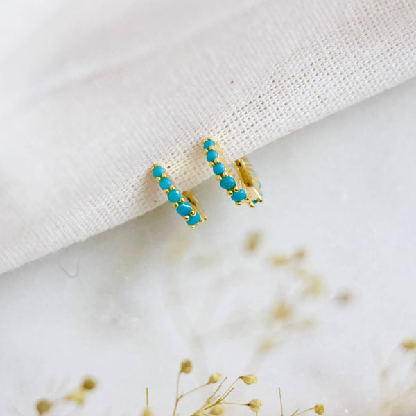 Turquoise Huggie Hoop Earrings - Hypoallergenic