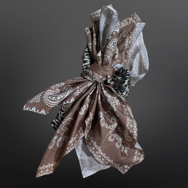 Western Paisley Claw Clip Hair Bow Bandana Print: Red