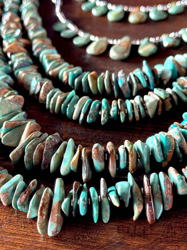 Natural Turquoise Chip Necklace, Layering Necklace, Stacked Necklace: 5-8mm Natural turquoise chips