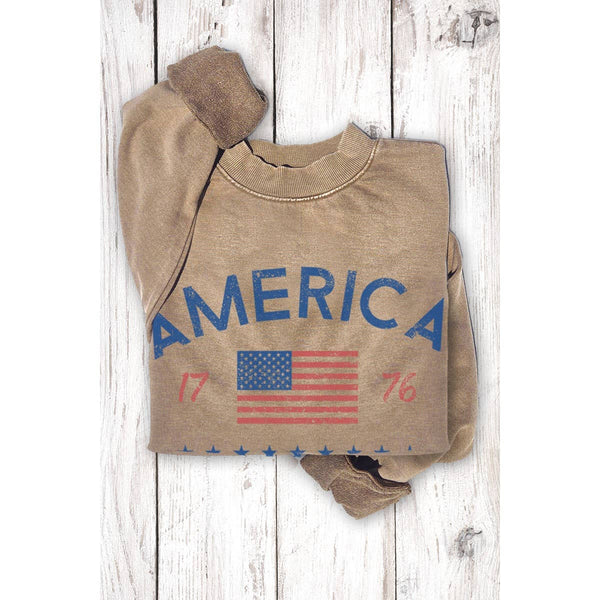 AMERICA 1776 MINERAL GRAPHIC SWEATSHIRTS: Mineral Lt Blue / S-M-L-XL(1-2-2-1)