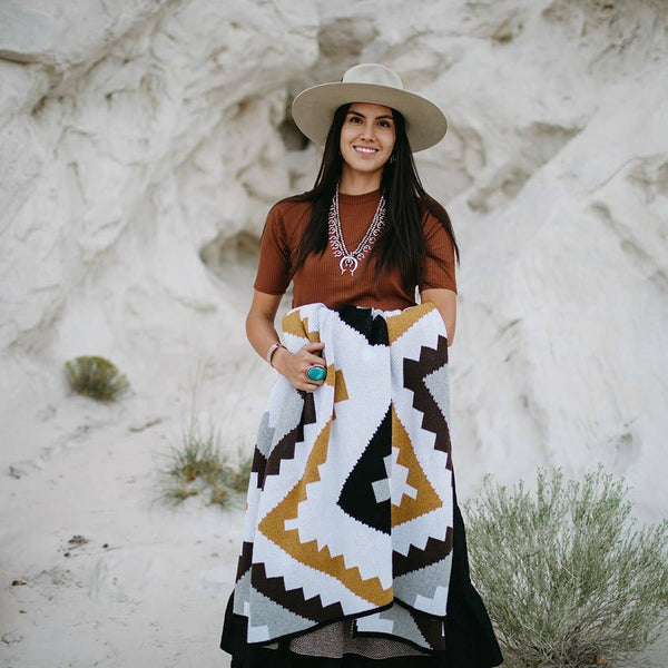 Homeland Geometric Throw Blanket - Southwest, Native/Navajo: Standard (50"x60")