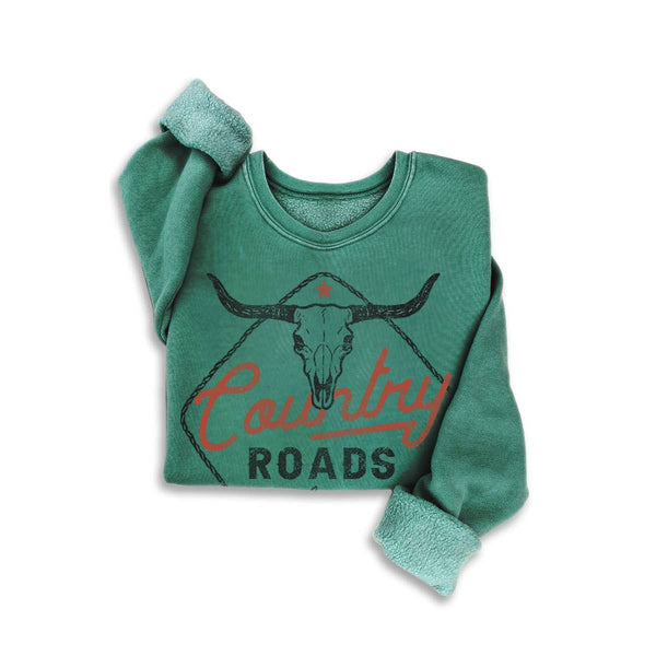 COUNTRY ROADS MINERAL GRAPHIC SWEATSHIRTS: MINERAL HEATHER GREY / S-M-L-XL(1-2-2-1)