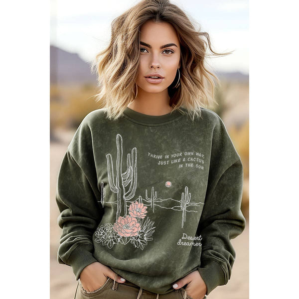 JUST LIKE A CACTUS MINERAL GRAPHIC SWEATSHIRTS: Mineral Burgundy / S-M-L-XL(1-2-2-1)
