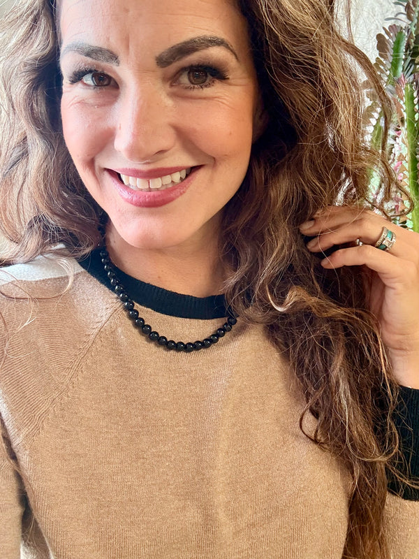 Black Onyx Pearl Necklace