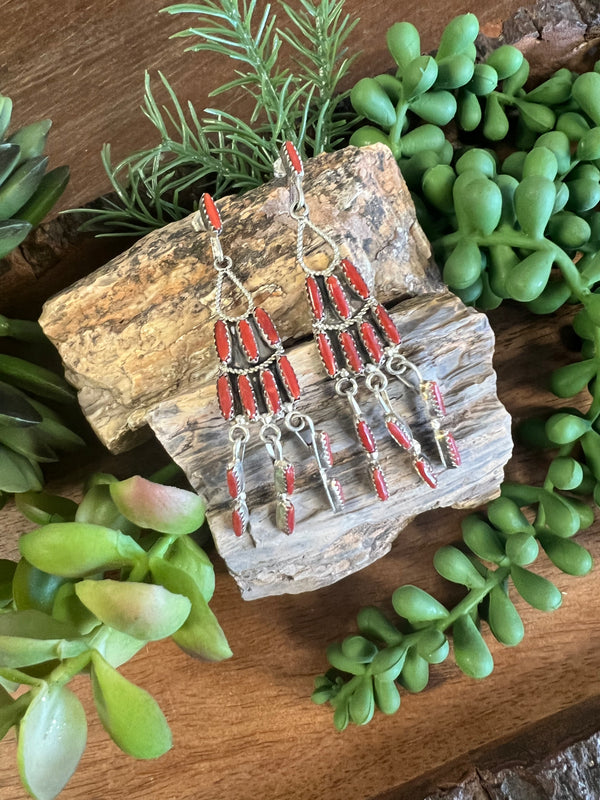Lady in Red Coral Dangles