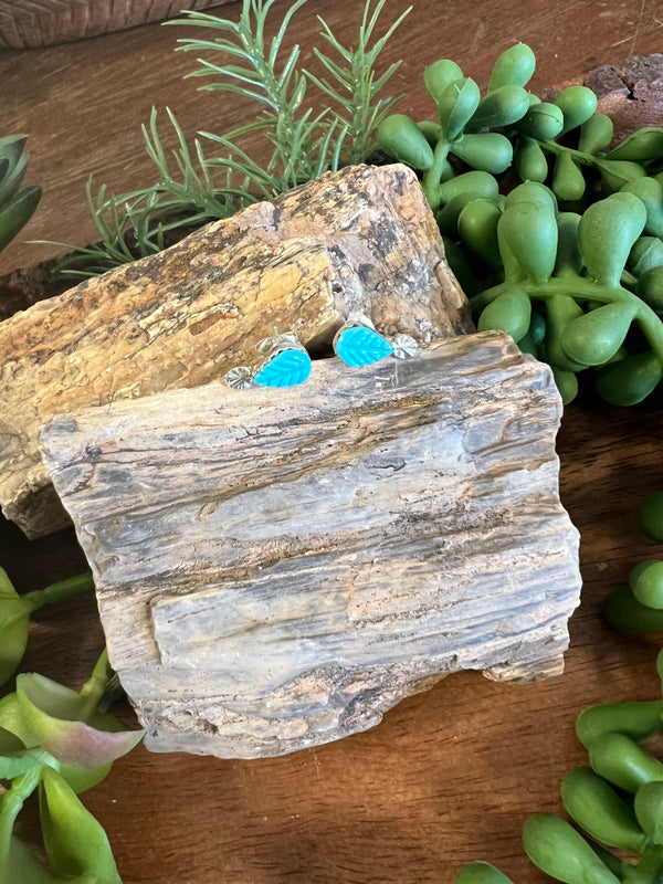 Turquoise Leaf Stud