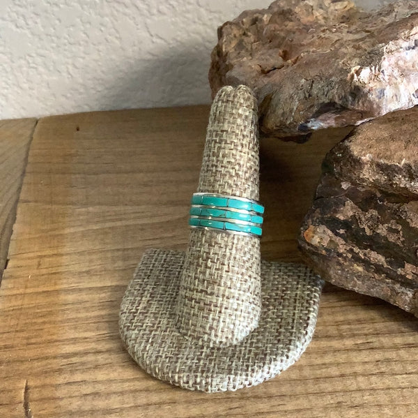 Triple Inlay Turquoise Ring