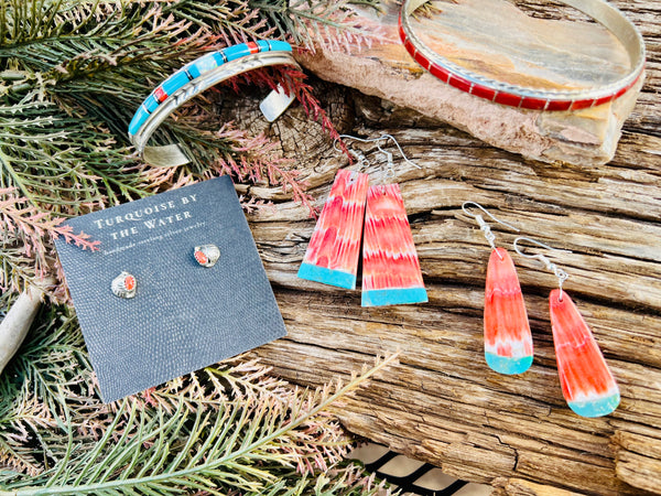 Coral Feather Studs