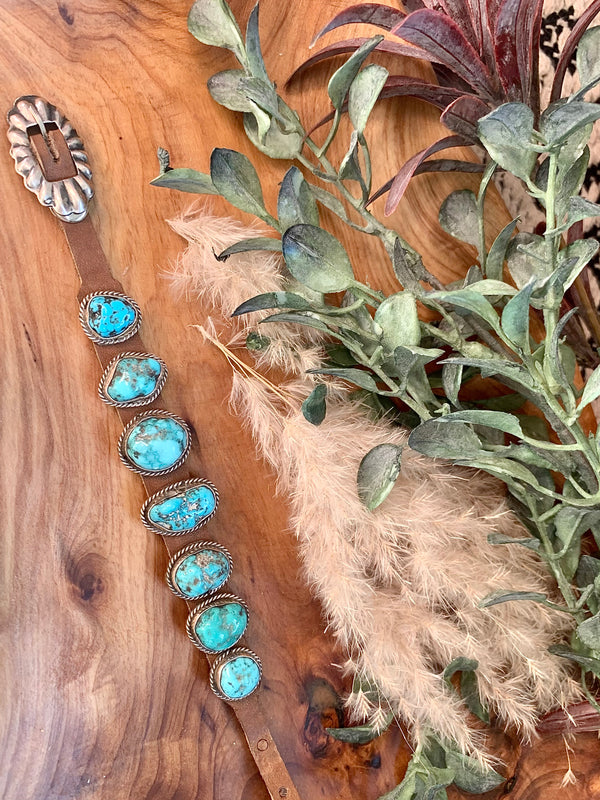 Turquoise & Leather Bracelet