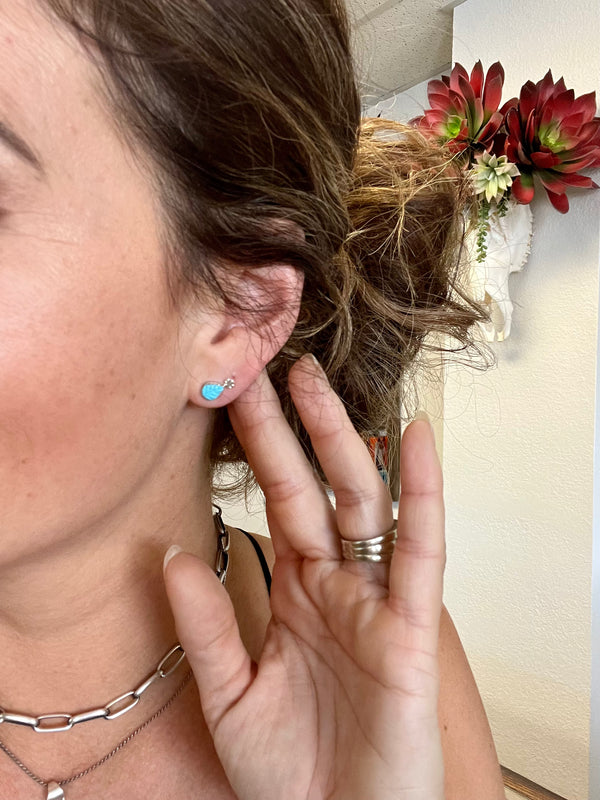 Turquoise Leaf Stud