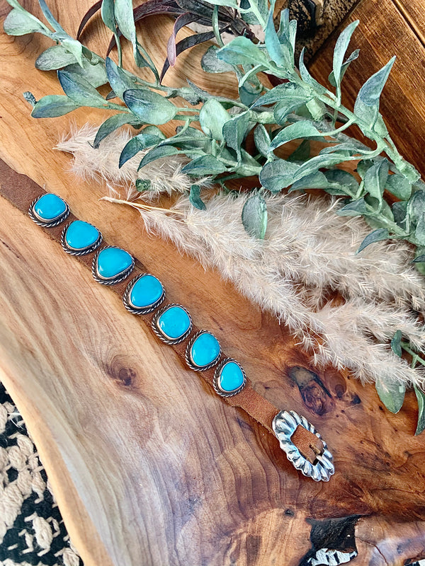 Turquoise & Leather Bracelet