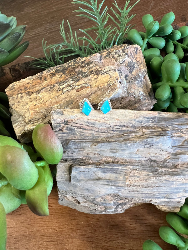 Diamond Turquoise Studs
