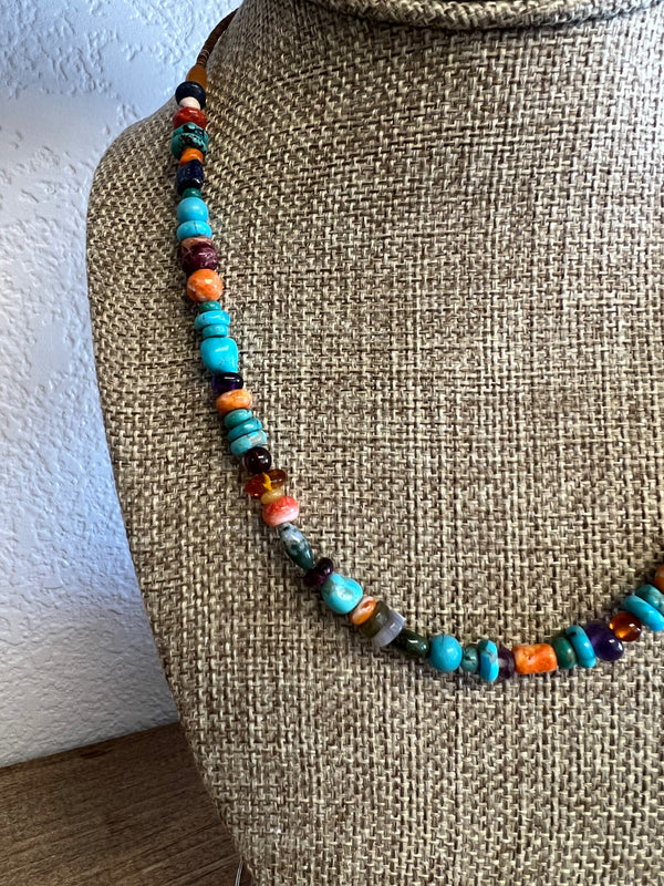 Multi Stone & Turquoise Necklace - Single Stand