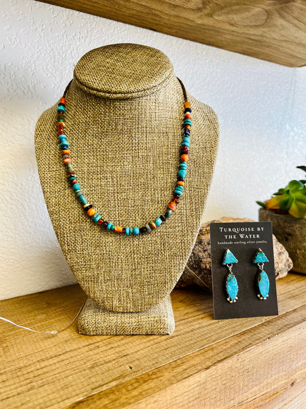 Multi Stone & Turquoise Necklace - Single Stand
