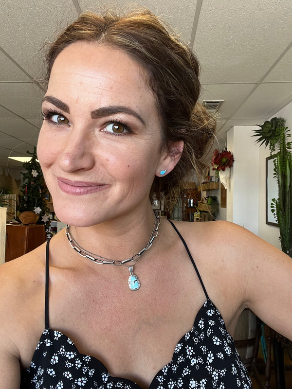 Turquoise Leaf Stud