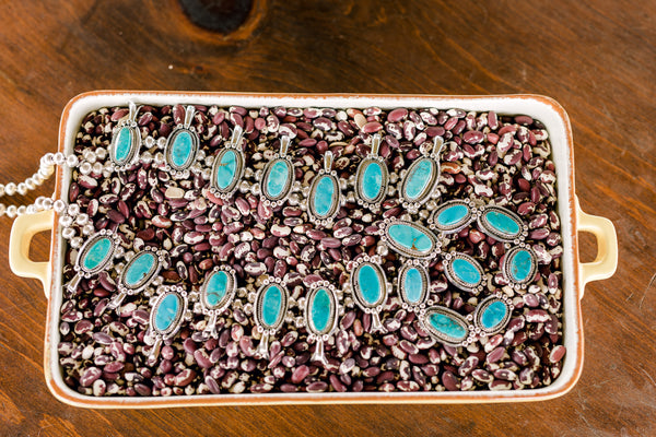 Kingman Turquoise Handmade Squash Blossom