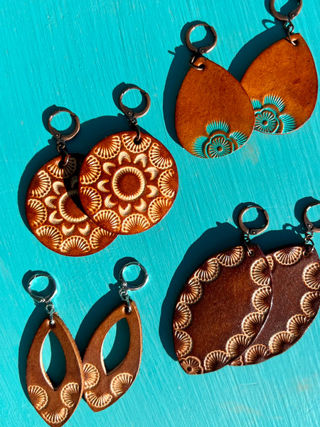 New Mexico Handcrafted Leather Earrings