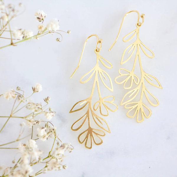 Brass Wild Flower Earrings 