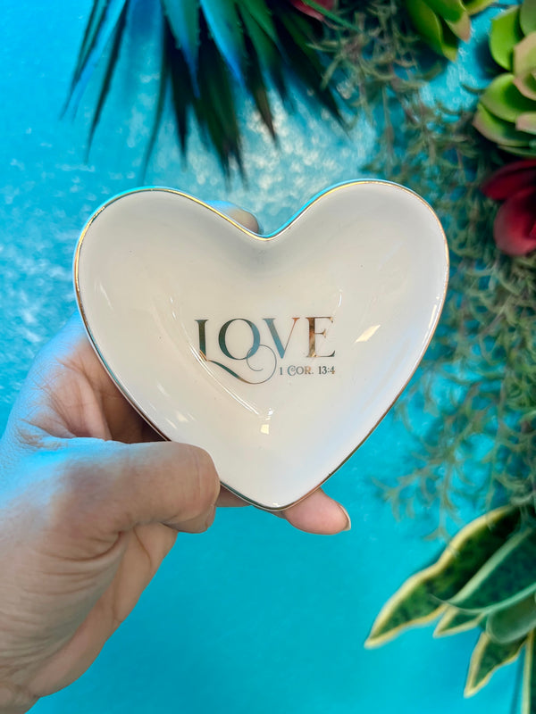 Wedding Gift - Trinket Tray Love Heart Love 1 Cor. 13:4