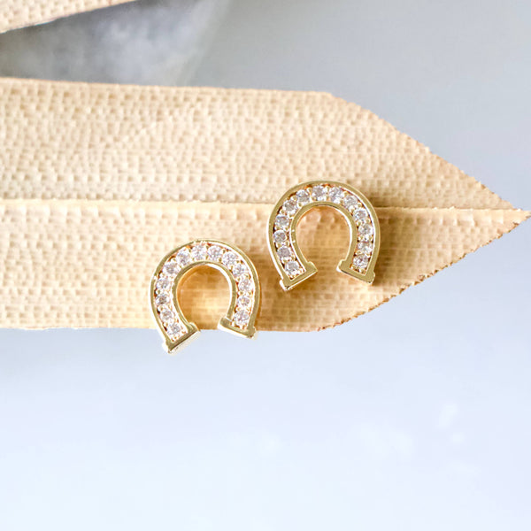 CZ Horseshoe Stud Earrings 