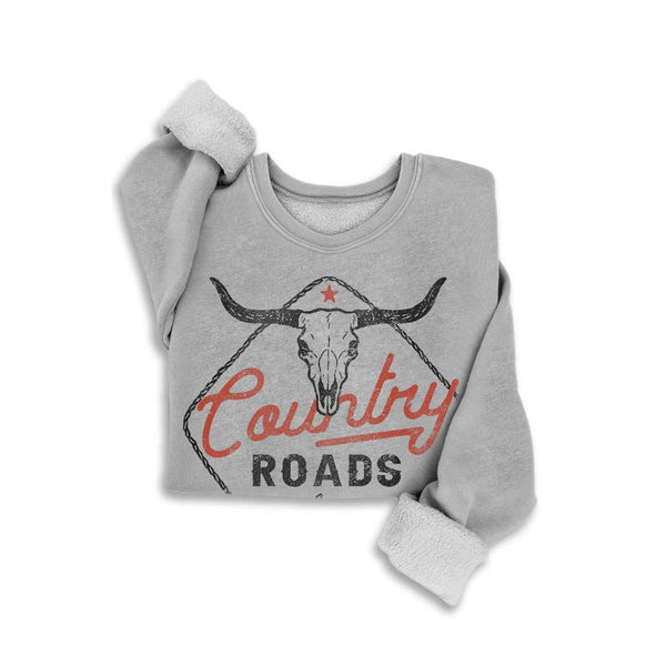 COUNTRY ROADS MINERAL GRAPHIC SWEATSHIRTS: MINERAL HEATHER GREY / S-M-L-XL(1-2-2-1)