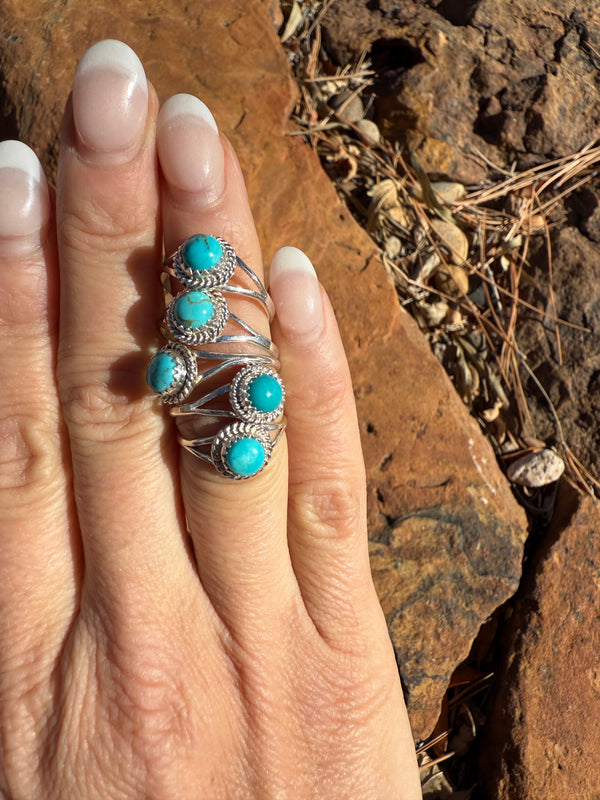 5 Dainty Turquoise Rings