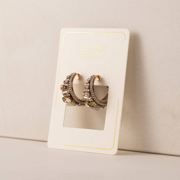 Charleston Hoop Earrings | Crystal Earrings |Statement Hoops: White