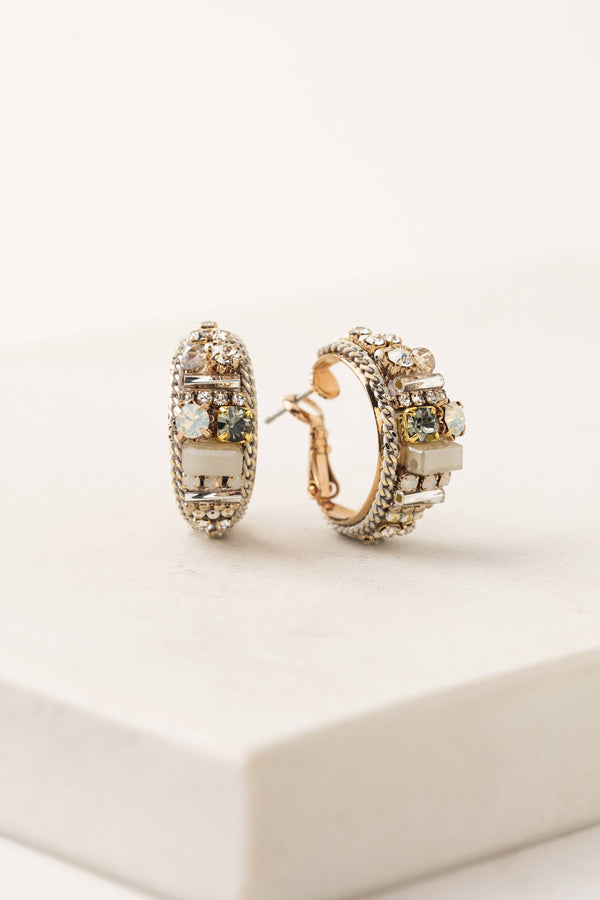 Charleston Hoop Earrings | Crystal Earrings |Statement Hoops: White