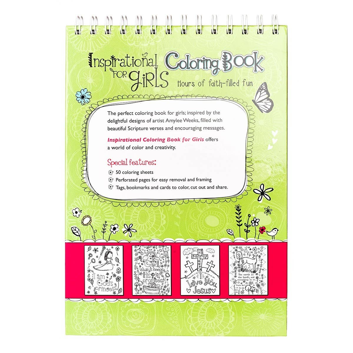 Coloring Book Wirebound Inspirational for Girls – Turquoise By The Water