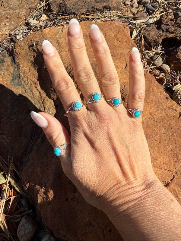 5 Dainty Turquoise Rings