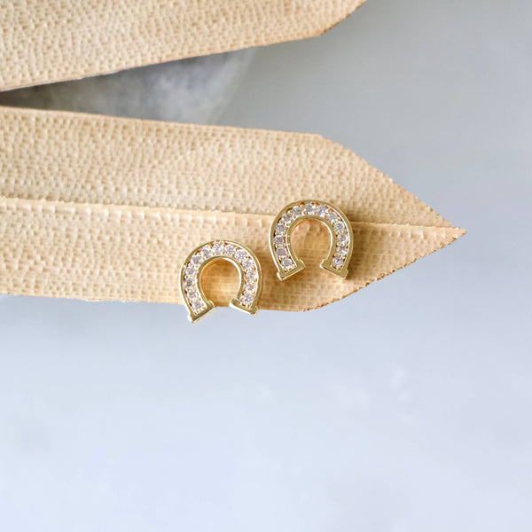 CZ Horseshoe Stud Earrings 