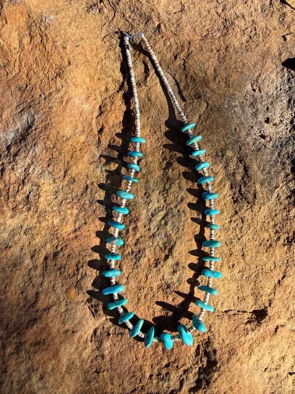 Kingman Turquoise Chunk Necklace - 20inch / Handstrung