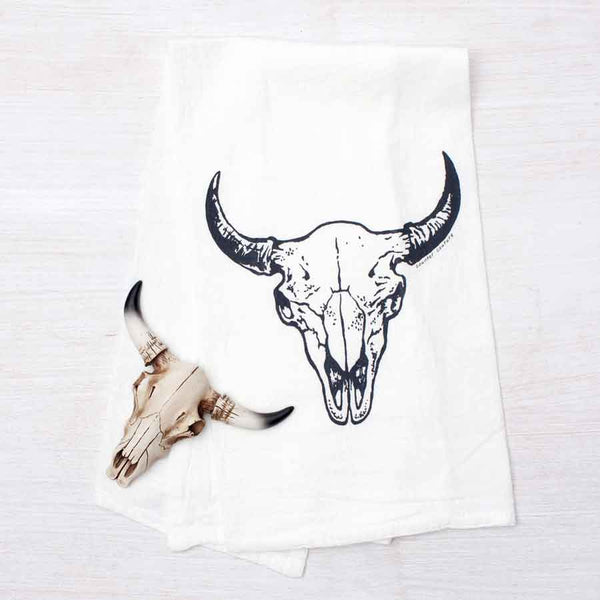 Western Buffalo Skull Tea Towel