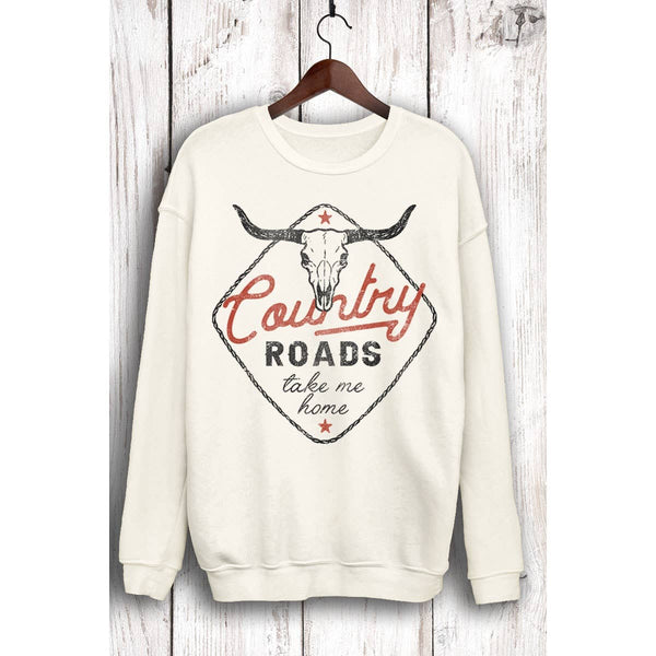 COUNTRY ROADS MINERAL GRAPHIC SWEATSHIRTS: MINERAL HEATHER GREY / S-M-L-XL(1-2-2-1)