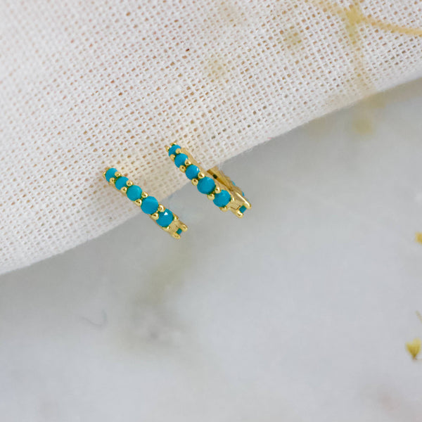 Turquoise Huggie Hoop Earrings - Hypoallergenic