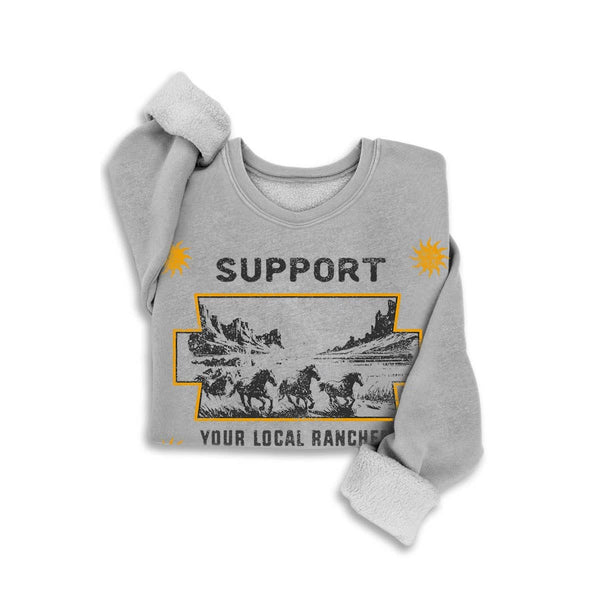 SUPPORT YOUR LOCAL RANCHERS MINERAL GRAPHIC SWEATSHIRTS: Mineral Black / S-M-L-XL(1-2-2-1)