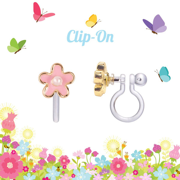 GIRL NATION - CLIP ON Cutie Earrings | Pink Fancy Flower