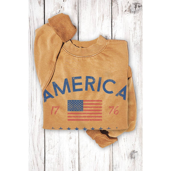 AMERICA 1776 MINERAL GRAPHIC  SWEATSHIRTS: Mineral Lt Blue / S-M-L-XL(1-2-2-1)