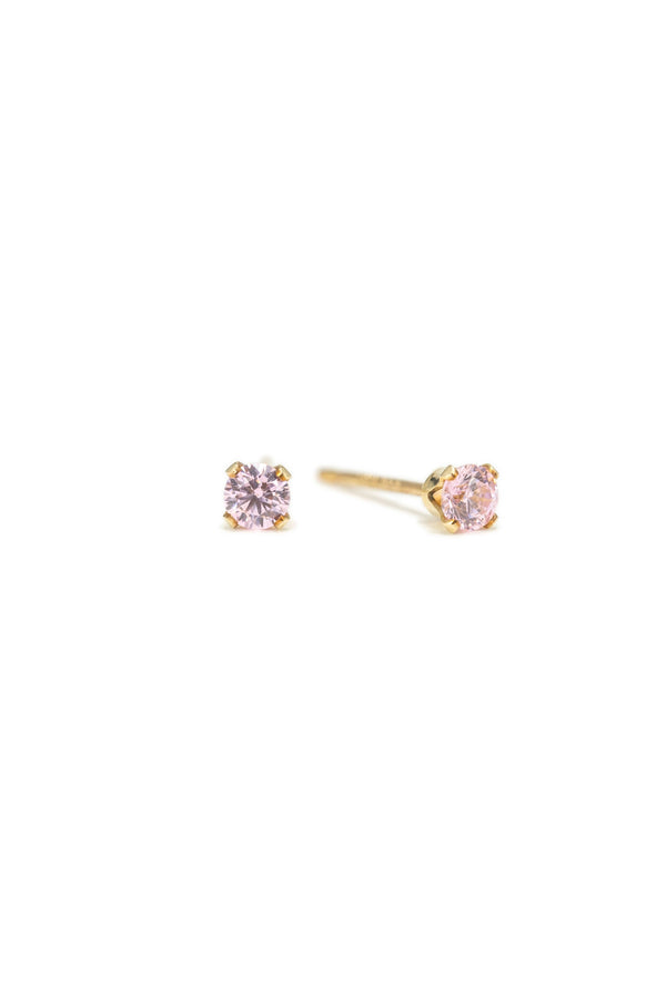 Birthstone Gold-Filled Stud Earrings | CZ Studs | Gold Studs: February