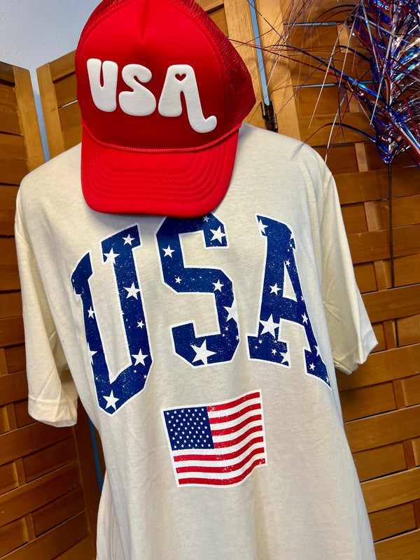 TSHIRT - USA AMERICA STARS NATURAL