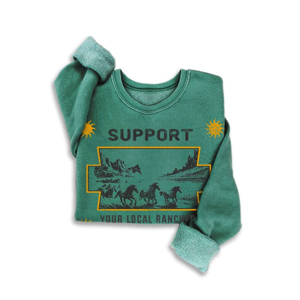 SUPPORT YOUR LOCAL RANCHERS MINERAL GRAPHIC SWEATSHIRTS: Mineral Black / S-M-L-XL(1-2-2-1)