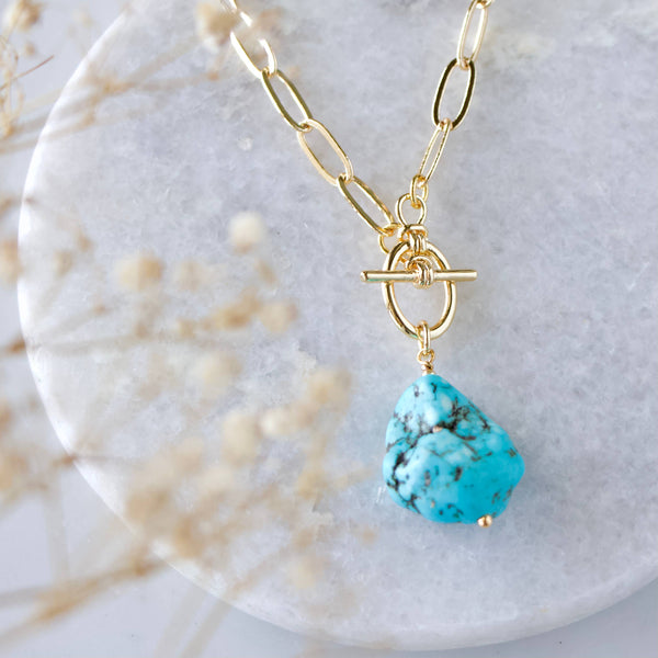 Turquoise Nugget Toggle Necklace